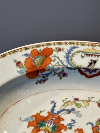 A pair of large oval Chinese famille rose 'Madame de Pompadour' dishes, Qianlong, ca. 1745