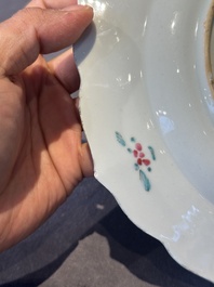 A Chinese famille rose 'roosters' plate, Yongzheng/Qianlong