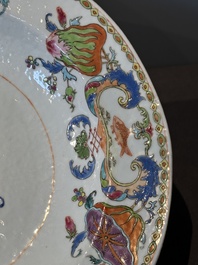 A pair of large oval Chinese famille rose 'Madame de Pompadour' dishes, Qianlong, ca. 1745