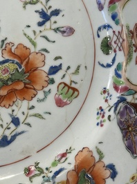 Seven Chinese famille rose 'Madame de Pompadour' plates, Qianlong, ca. 1745
