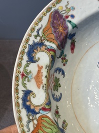 A pair of large oval Chinese famille rose 'Madame de Pompadour' dishes, Qianlong, ca. 1745