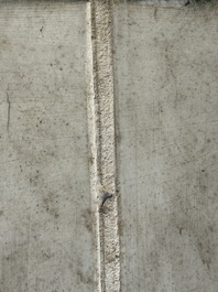 A fine Chinese iron-red and grisaille 'luohan' plaque, signed Wang Bu 王步, 20th C.