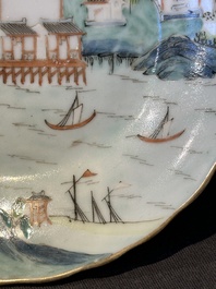 A Chinese famille rose 'Xun Yang Qiu Bo 潯陽秋泊' plate, Tongzhi mark and of the period