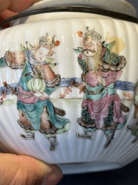 A Chinese famille rose ink set and a teapot, Tongzhi mark, 19th C.