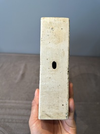 A rectangular Chinese famille verte tile with two-sided design, Kangxi