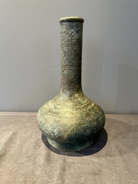 An unusual Chinese archaic bronze arrow vase, 'touhu 投壺', Han
