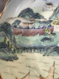 A Chinese famille rose 'Xun Yang Qiu Bo 潯陽秋泊' plate, Tongzhi mark and of the period