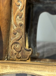 A Chinese rectangular huanghuali wooden stool with 'chilong' design, 17/18th C.