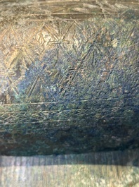 An unusual Chinese archaic bronze arrow vase, 'touhu 投壺', Han
