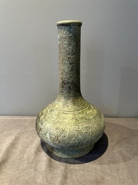 An unusual Chinese archaic bronze arrow vase, 'touhu 投壺', Han