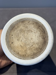 A Chinese famille verte 'fisherman' brush pot, 19th C.