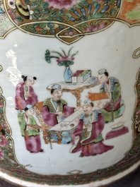 A large Chinese Canton famille rose vase with narrative design, 19th C.