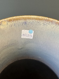 A large Chinese flamb&eacute; glaze 'hu' vase with Taotie handles, Qing