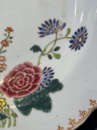 Eleven Chinese famille rose plates and dishes with fine floral design, Qianlong