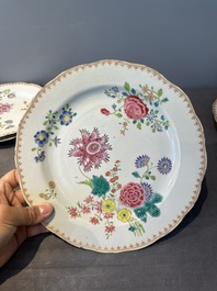 Eleven Chinese famille rose plates and dishes with fine floral design, Qianlong