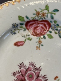 Eleven Chinese famille rose plates and dishes with fine floral design, Qianlong
