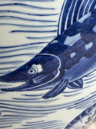 A Chinese blue and white 'carp' fishbowl, Kangxi