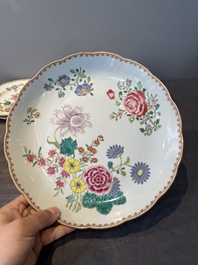 Eleven Chinese famille rose plates and dishes with fine floral design, Qianlong