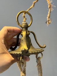 A French chandelier inset with Chinese famille verte plaques, 19th C.