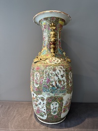 A large Chinese Canton famille rose vase with narrative design, 19th C.