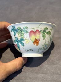 A Chinese famille rose 'bitter melon' bowl, Jiaqing mark, Republic