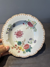Eleven Chinese famille rose plates and dishes with fine floral design, Qianlong