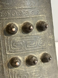 A rare Chinese archaic bronze bell, 'nao 鐃', Western Zhou