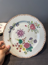 Eleven Chinese famille rose plates and dishes with fine floral design, Qianlong