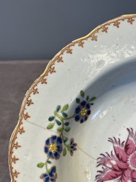 Eleven Chinese famille rose plates and dishes with fine floral design, Qianlong