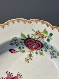 Eleven Chinese famille rose plates and dishes with fine floral design, Qianlong