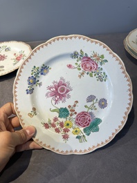 Eleven Chinese famille rose plates and dishes with fine floral design, Qianlong