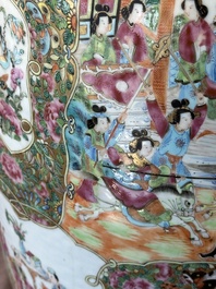 A large Chinese Canton famille rose vase with narrative design, 19th C.