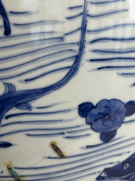 A Chinese blue and white 'carp' fishbowl, Kangxi