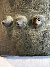A rare Chinese archaic bronze bell, 'nao 鐃', Western Zhou