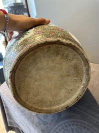 A large Chinese Canton famille rose vase with narrative design, 19th C.