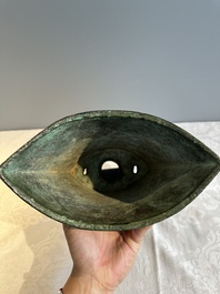 A rare Chinese archaic bronze bell, 'nao 鐃', Western Zhou