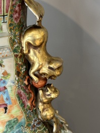 A large Chinese Canton famille rose vase with narrative design, 19th C.