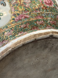 A large Chinese Canton famille rose vase with narrative design, 19th C.