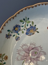 Eleven Chinese famille rose plates and dishes with fine floral design, Qianlong