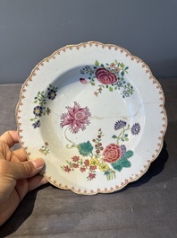 Eleven Chinese famille rose plates and dishes with fine floral design, Qianlong