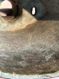 A rare Chinese archaic bronze bell, 'nao 鐃', Western Zhou