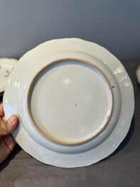 Eleven Chinese famille rose plates and dishes with fine floral design, Qianlong