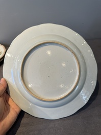 Eleven Chinese famille rose plates and dishes with fine floral design, Qianlong
