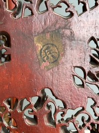 Two pairs of Chinese carved, lacquered and gilt-decorated wooden panels with figural design, 19th C.