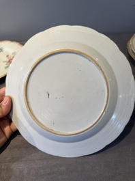 Eleven Chinese famille rose plates and dishes with fine floral design, Qianlong