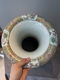 A large Chinese Canton famille rose vase with narrative design, 19th C.