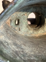 A rare Chinese archaic bronze bell, 'nao 鐃', Western Zhou