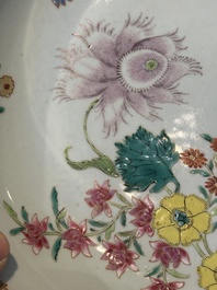 Eleven Chinese famille rose plates and dishes with fine floral design, Qianlong