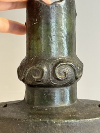 A rare Chinese archaic bronze bell, 'nao 鐃', Western Zhou