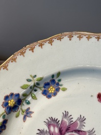 Eleven Chinese famille rose plates and dishes with fine floral design, Qianlong